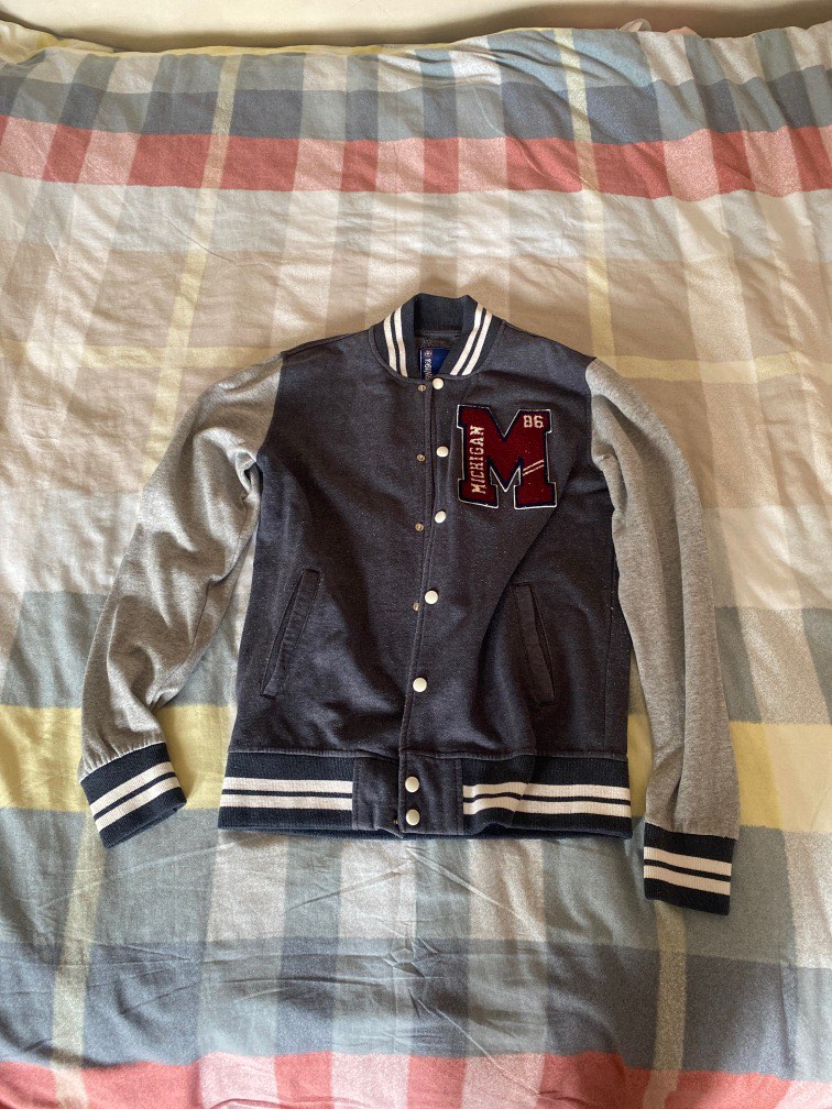 Grey Varsity Jacket / Letterman Jacket, Men's Fashion, Coats, Jackets