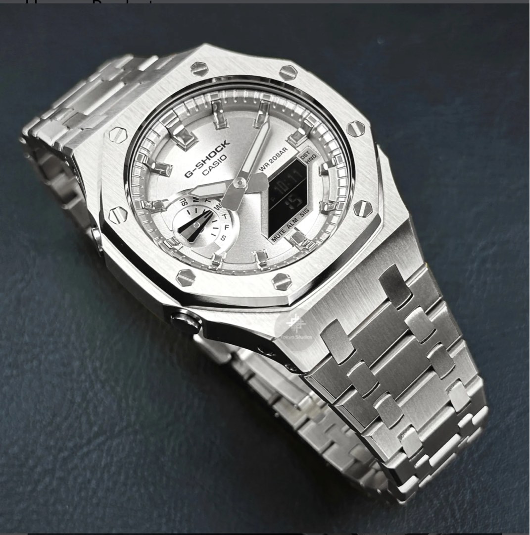 G Shock Modded Steel Silver Men s Fashion Watches Accessories