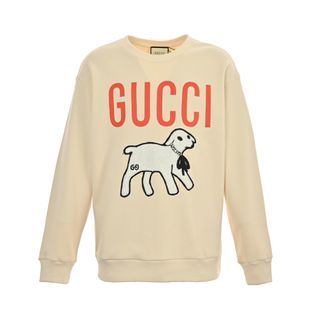 義大利奢侈時裝品牌Gucci字母毛巾繡小羊圓領長袖T恤 代購服務