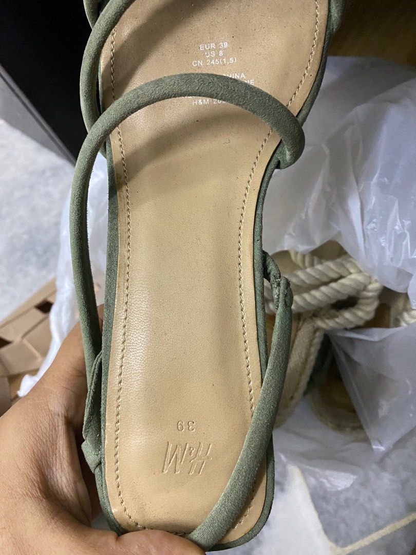 H M green heels white sandals Women s Fashion Footwear