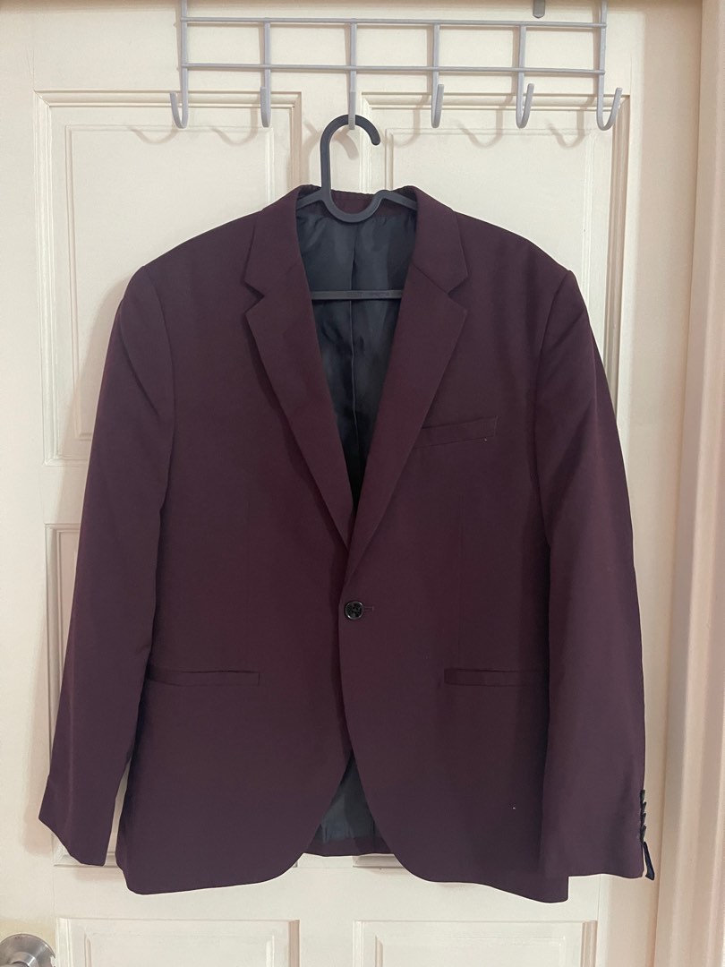Burgundy suit h&m hot sale