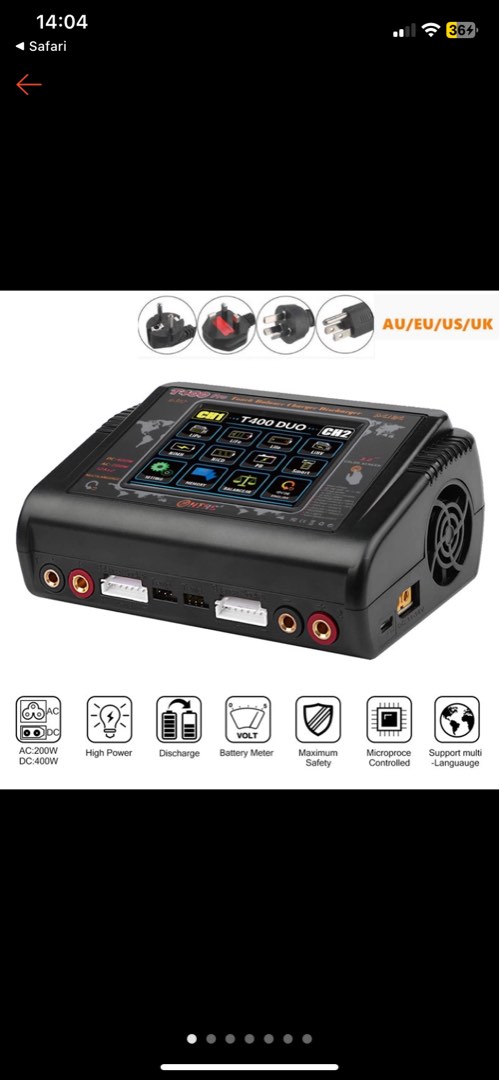 HTRC T400 Pro DC 400W AC 200W 12AX2 Lipo Battery Charger Discharger for ...
