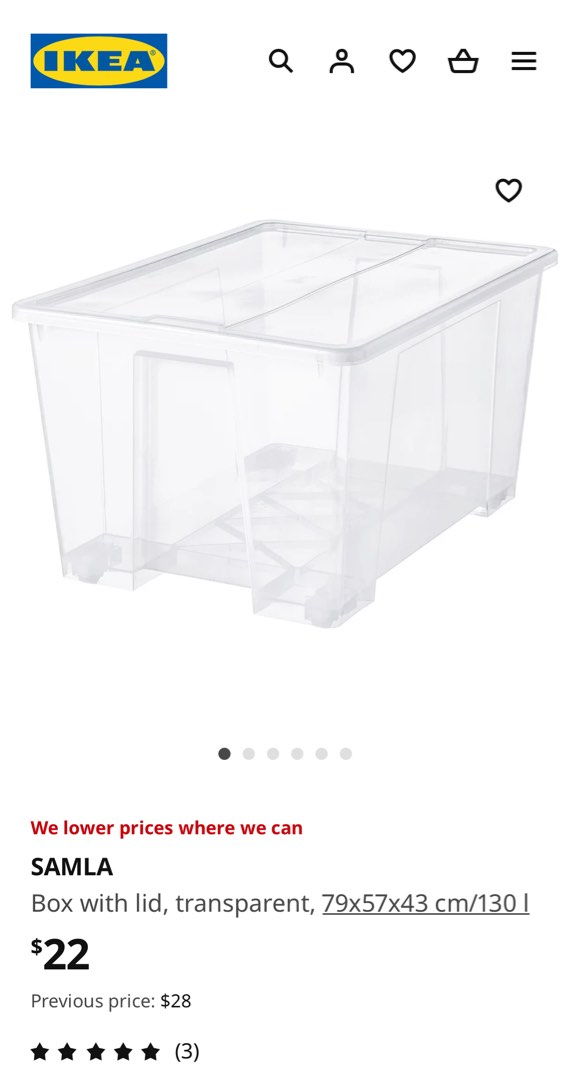 IKEA Storage Box 130L, Furniture & Home Living, Home Improvement