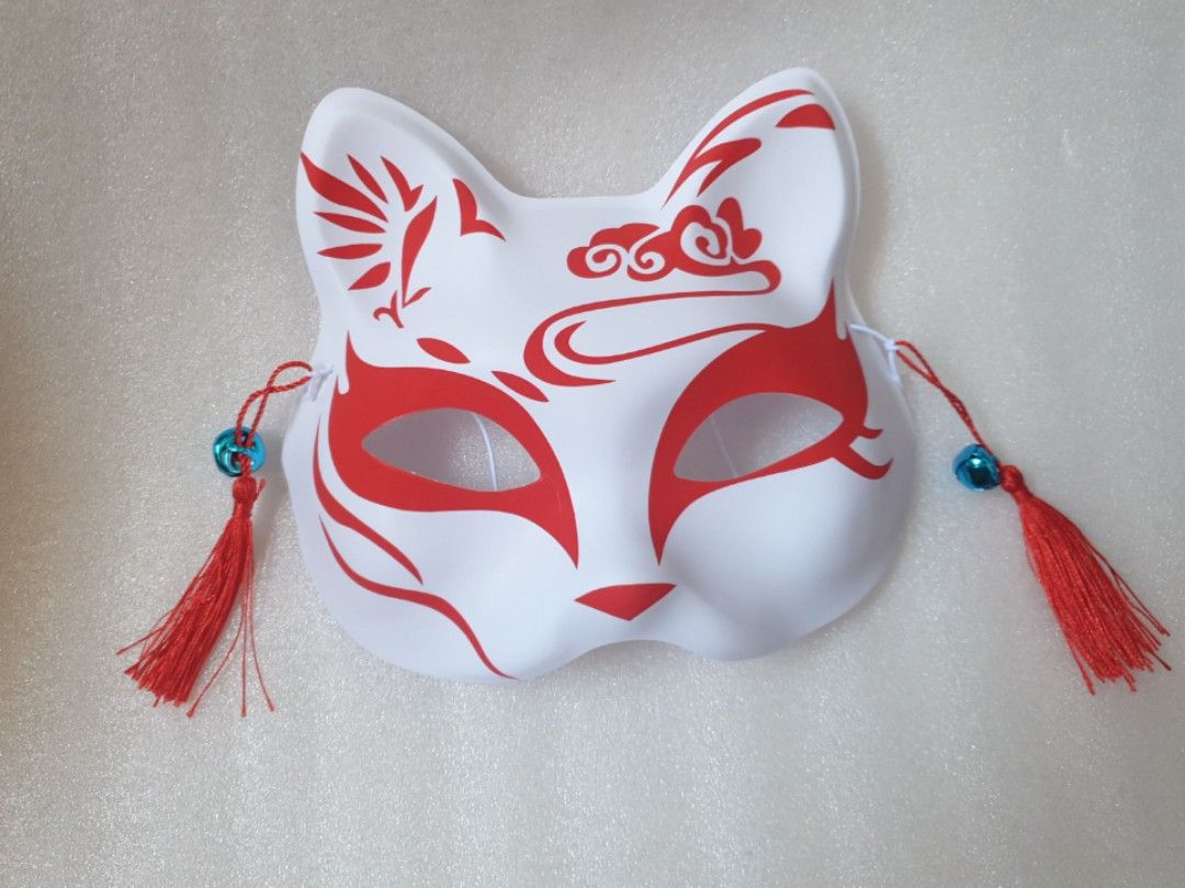 Japanese Mask Comic Con Cosplay Fox Mask Half Face Mask, Hobbies & Toys