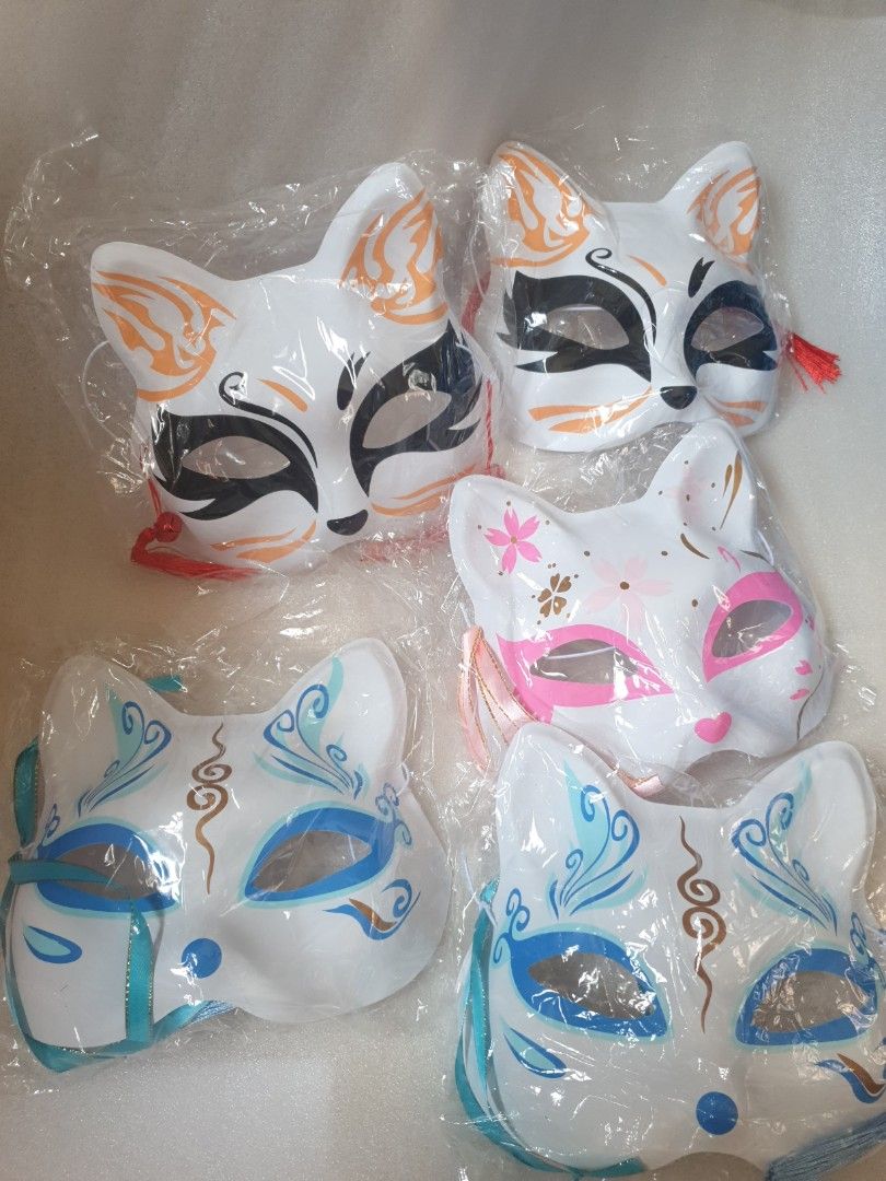 Japanese Mask Comic Con Cosplay Fox Mask Half Face Mask, Hobbies & Toys