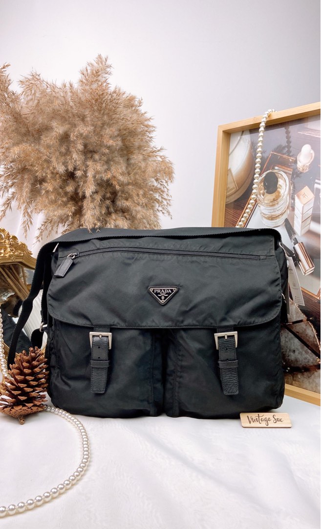 JZC8063 Black Nylon Large Messenger Bag