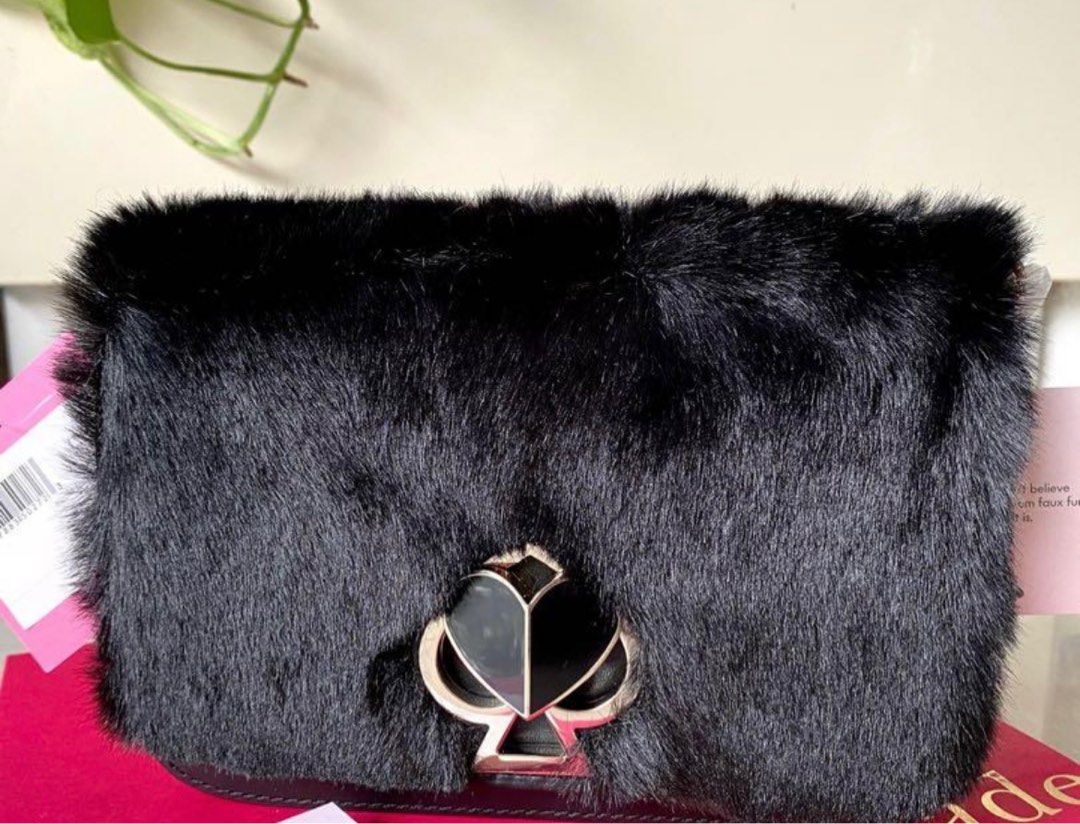 Kate spade nicola faux sales fur twistlock chain wallet