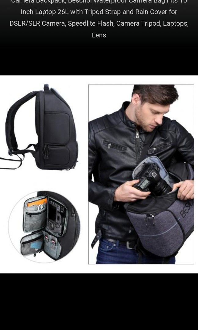 BESCHOI Camera Bag, Camera Backpack for photographers 20L Waterproof Camera  Bags for DSLR Camera, Speedlite Flash, Camera Tripod, Laptops, Lens and