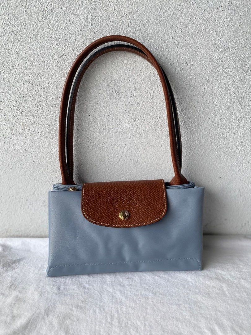 LONGCHAMP LE PLIAGE CLASSIC TOTEBAG IN STEEL MEDIUM SIZE LONG HANDLE