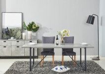 Lucas 1800 Dining Table - CEMENT WITH BLACK METAL LEGS 25% OFF