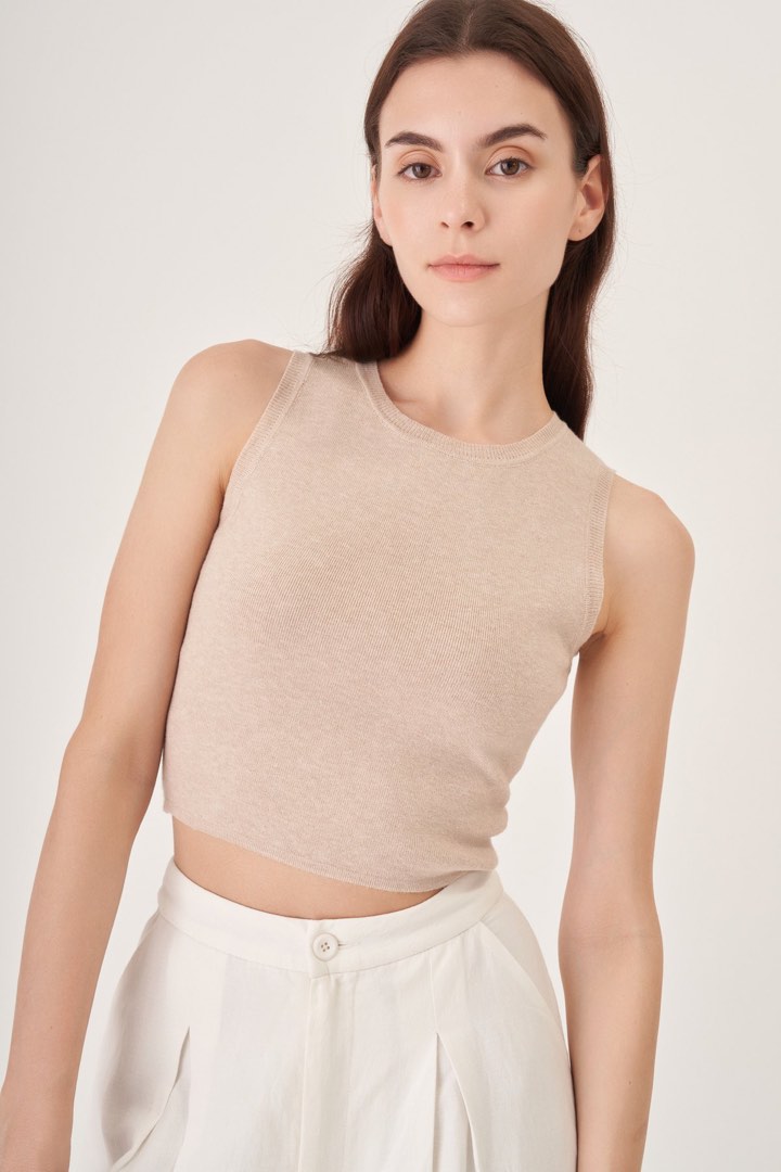 TPZ* THE CORE KNIT CROP TOP IN CREAM