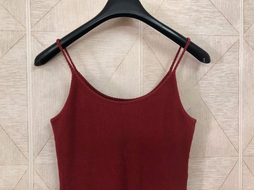 Maroon Spaghetti Singlet Women s Fashion