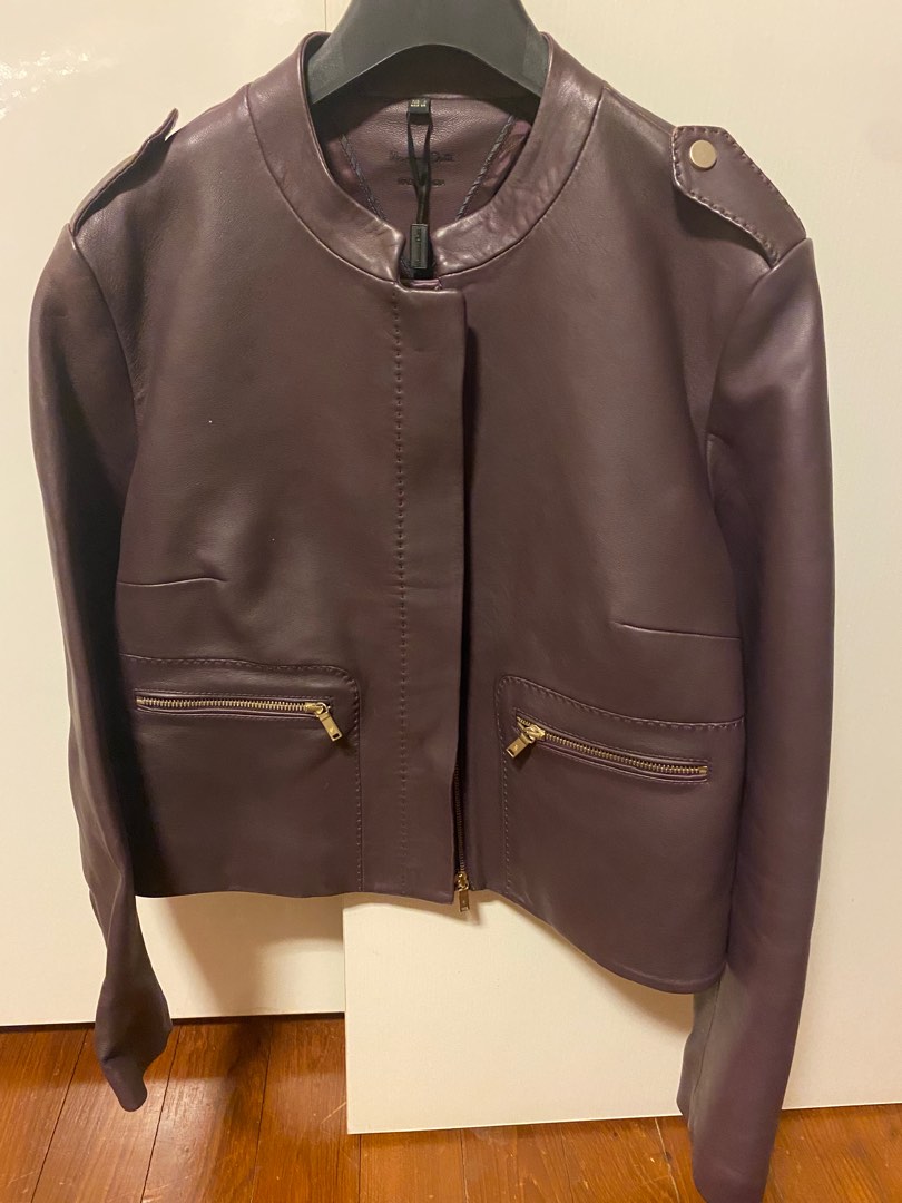 Massimo dutti leather jacket top