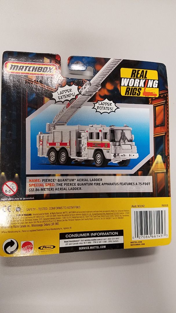 Matchbox Working Rigs Pierce Fire Ladder Truck, 汽車配件, 其他 - Carousell