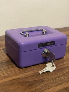 Mini purple cash box with keys