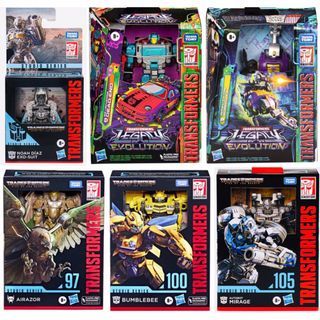 MISB Hasbro Transformers Rise of The Beasts ROTB Studio Series Core Class Noah Díaz Exo-Suit, Deluxe SS 97 Airazor, 100 Bumblebee, 105 Autobot Mirage Porsche, Legacy Evolution G2 Universe Dead End, Insecticon Bombshell