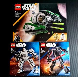 MISB Lego Star Wars The Clone Wars Series 75360 Yoda's Jedi Starfighter ( Includes Yoda And R2-D2 ), 75368 Darth Vader Mech, 75370 Stormtrooper Mech