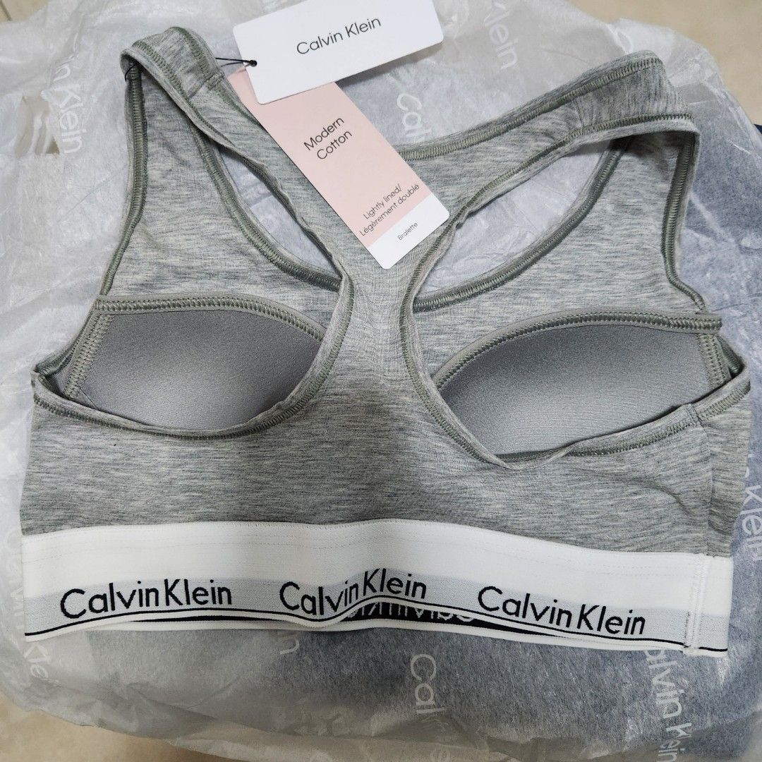 Brand New Modern Cotton Lightly Lined Bralette Calvin Klein Grey sports bra  CK, Women's Fashion, New Undergarments & Loungewear on Carousell