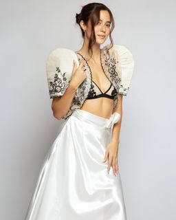 Modern Filipiniana Bolero and Skirt White