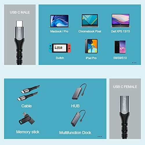  Fasgear USB C Extension Cable for Magsafe Charger 3ft