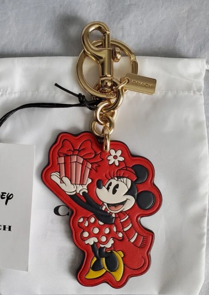 New Coach Original Limited Edition Disney x COACH Minnie Mouse Bag Charm Fashion Decoration Bag Keychain For Women Men Come With Complete Set
