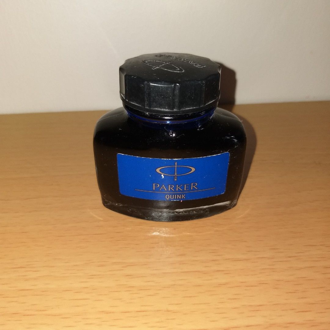 Parker Quink Ink Bottle - Blue ( Calligraphy Ink ) (Category: Stationery & School Supplies) located in Santa Rosa. Submitted by dmrnsm (Listing ID 1269481201, Image 1). Description: •never been used •has slighty dirts on bottle, cuz naka stocked lang sa shelf, will clean it again if purchased •no box •last price fixed 📦Shipping only!🚚 ◽NO MEET UPS ◽LALAMOVE for nearby areas only (location: sta.rosa laguna) ◽J&T EXPRESS - I DO NOT ACCEPT ANY OTH