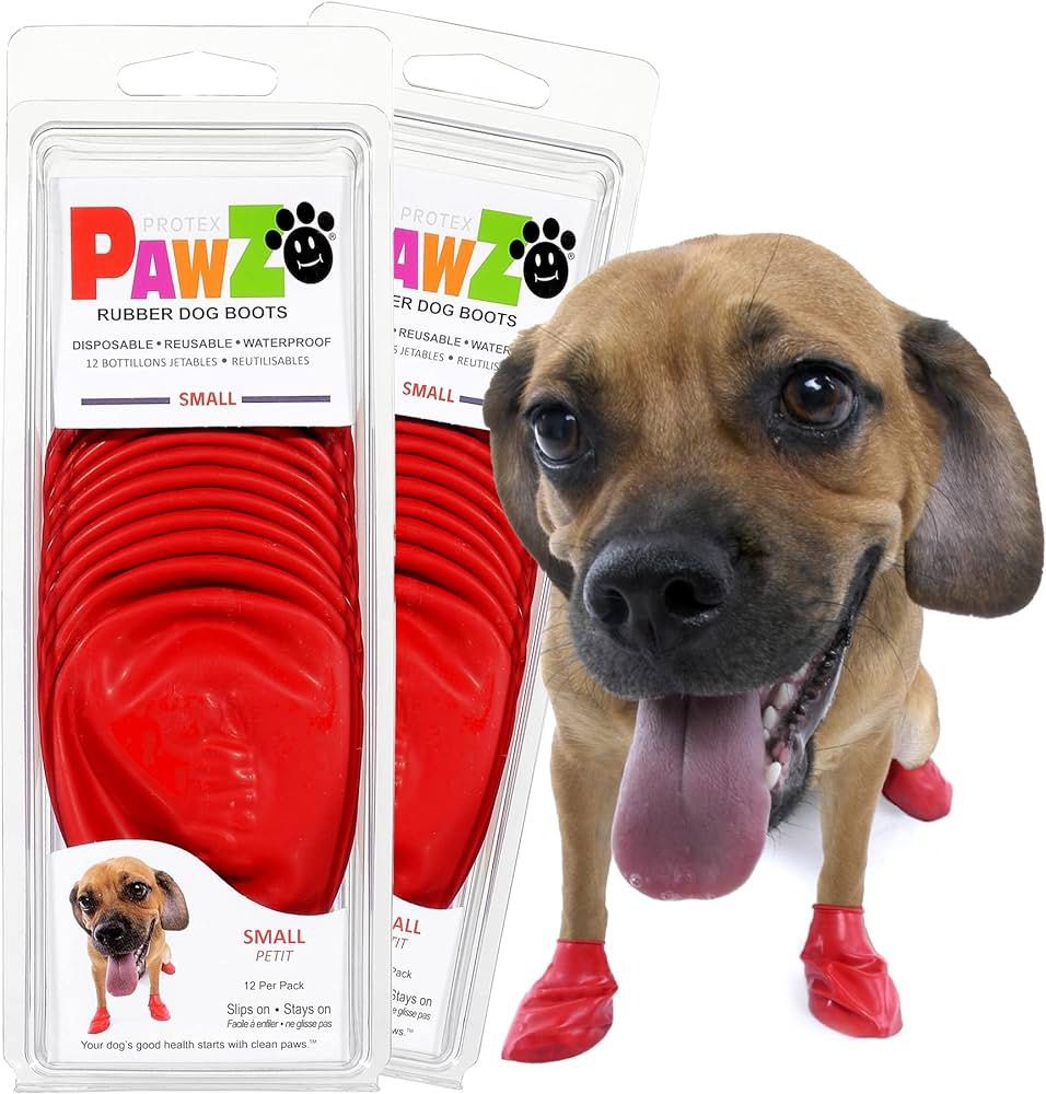 Pawz Natural Rubber Dog Boots 12 pcs per pack small size red