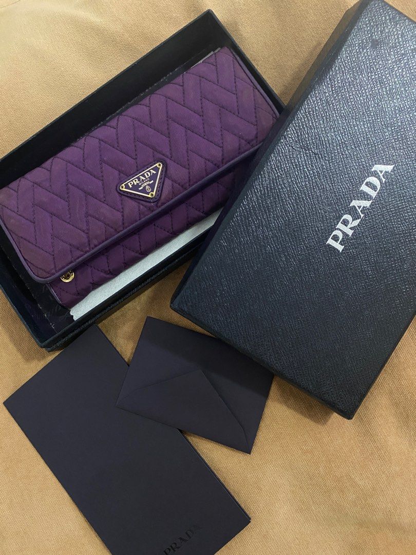 PRADA Saffiano Lux Chain Wallet Viola 1209032 | FASHIONPHILE