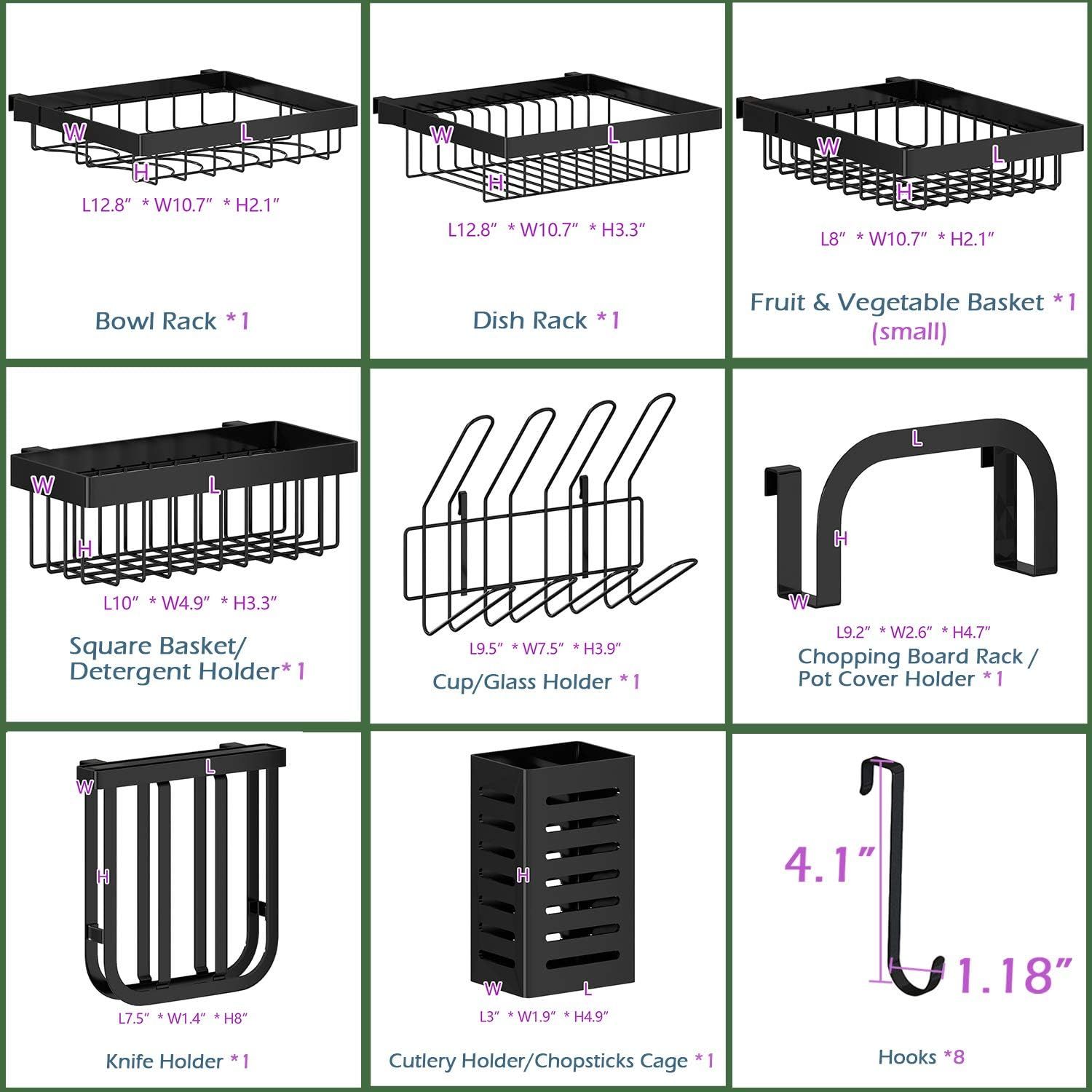 Over Sink (27-38) Dish Drying Rack Adjustable Large Dish Drainer for  Storage Kitchen - Dish Racks