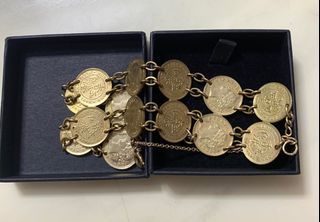 D1- Rare Queen Victoria Gold Plated on Silver Coin Bracelet - Great Gift for her.