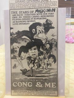 RAYMOND WONG IN CONG & me In Paradise -  Tagalog Filipino Old Newspaper Clip Cut Outside OPM Filipino Cinema Movie House Poster Wall Print Decor Ad