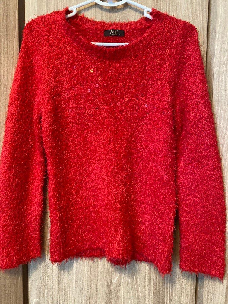 Red fuzzy hotsell sweater