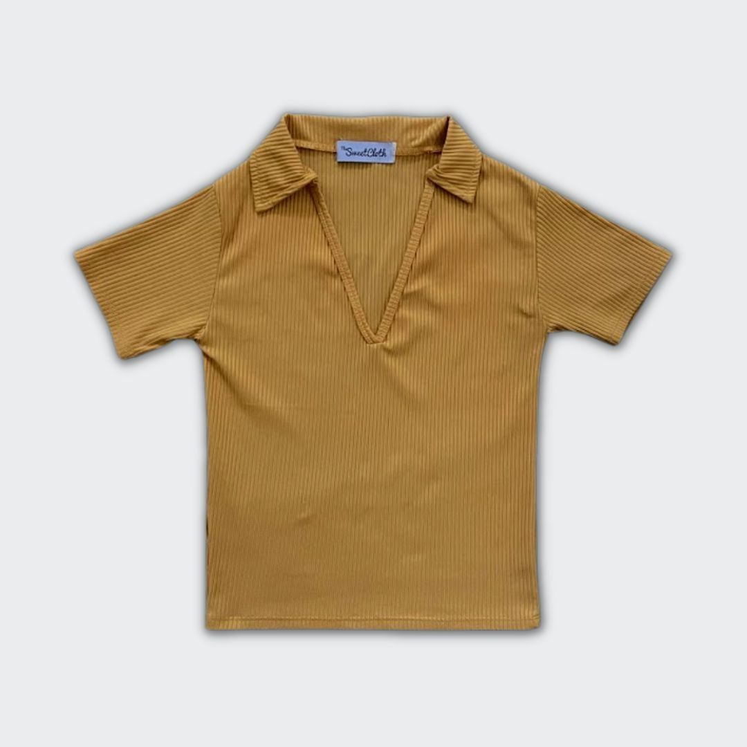 RIBBED YELLOW TOP WITH V NECKLINE (Category: Blouses) located in Paranaque City. Submitted by sofiaflrs (Listing ID 1269517331, Image 3). Description: RIBBED YELLOW MUSTARD FITTED TOP WITH V SHAPED NECKLINE Size: XS-S Color: Yellow/Mustard Design: Paisley Brand: The Sweet Cloth Condition: Used (3X) RFS: Decluttering Notes: 1. All are in good condition, unless stated otherwise. 2. I can send more pictures via personal message. For clothing pieces,