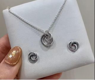 SALE! PANDORA SPARKLING ENCIRCLED NECKLACE AND EARRINGS SET