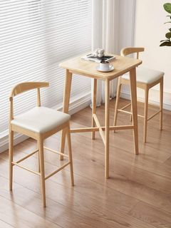 Solid wood bar stool and table