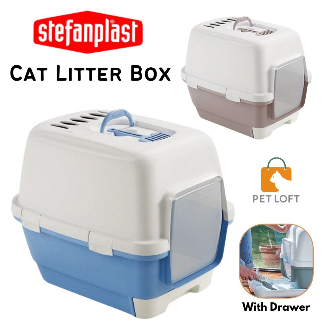 Stefanplast Cat Litter Box Cathy Clever Smart Litter Box Easy Clean Cat Litter Tray Beads Extra Large Litter Box with Drawer Full Covered Litter Box