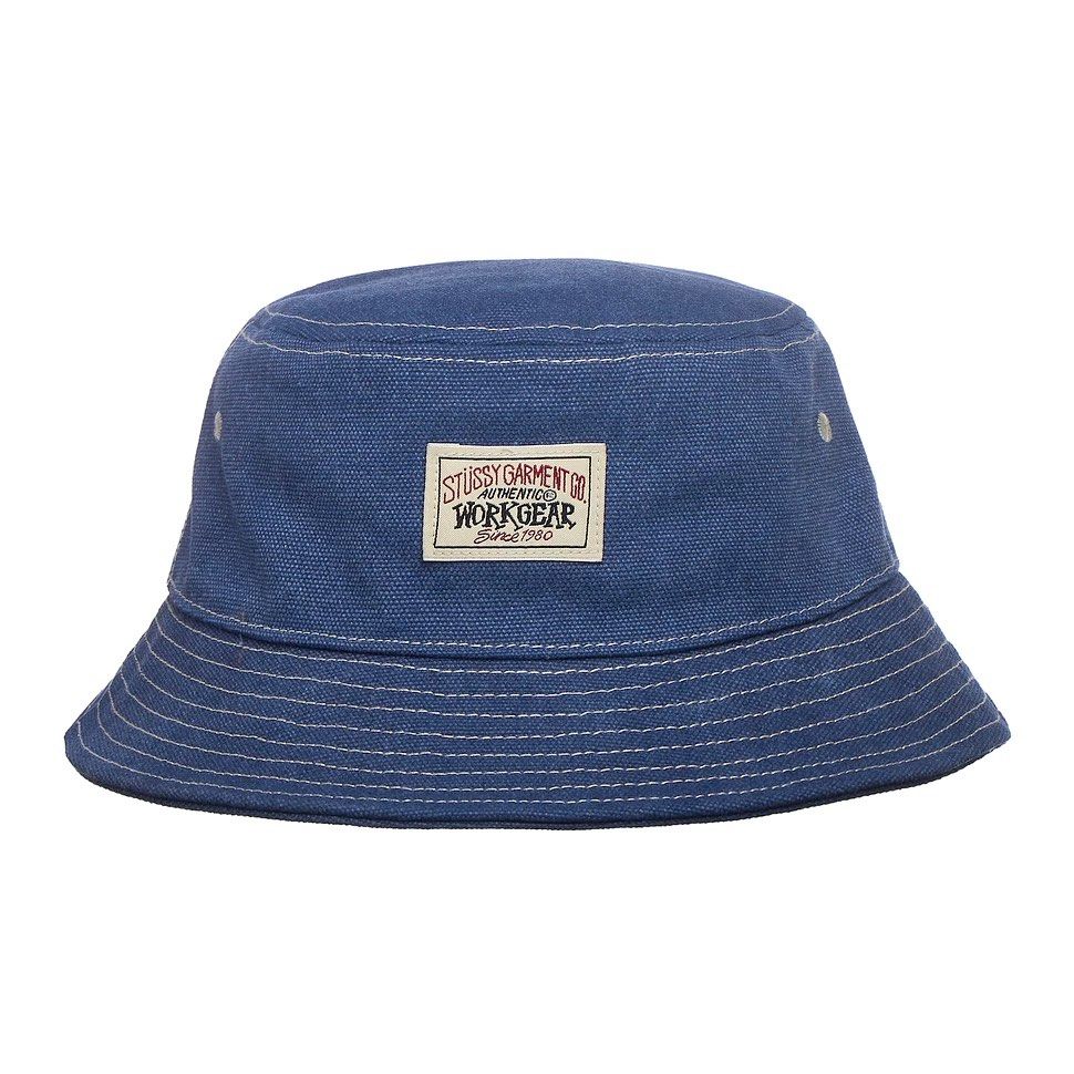 St ssy Canvas Workgear Bucket Hat Blue Size L XL Men s Fashion