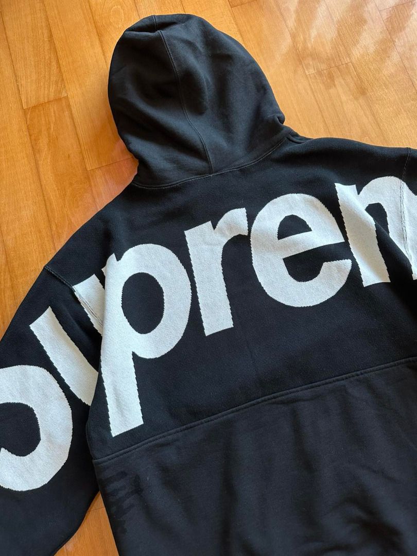 Supreme Big Logo Jacquard Hooded Sweatshirt (Black), 名牌, 服裝