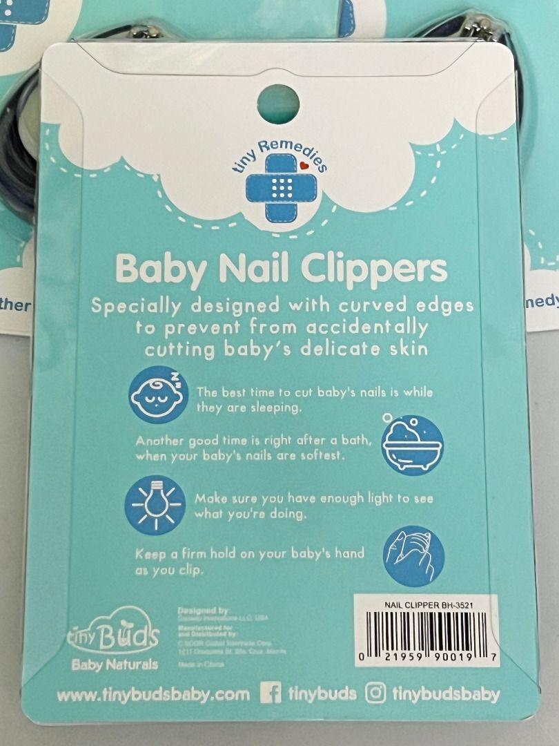 Tiny Buds Baby Nail Clipper (Category: Baby Toiletries & Grooming) located in Marikina City. Submitted by mariefdv (Listing ID 1269597066, Image 2). Description: Specially Designed with Curved edges to prevent form accidentally cutting baby's skin * Safely Trims baby's Nails * For 0 months and up * Trusted by Pediatricians.