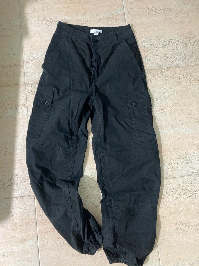 Topshop black cargo trousers on sale