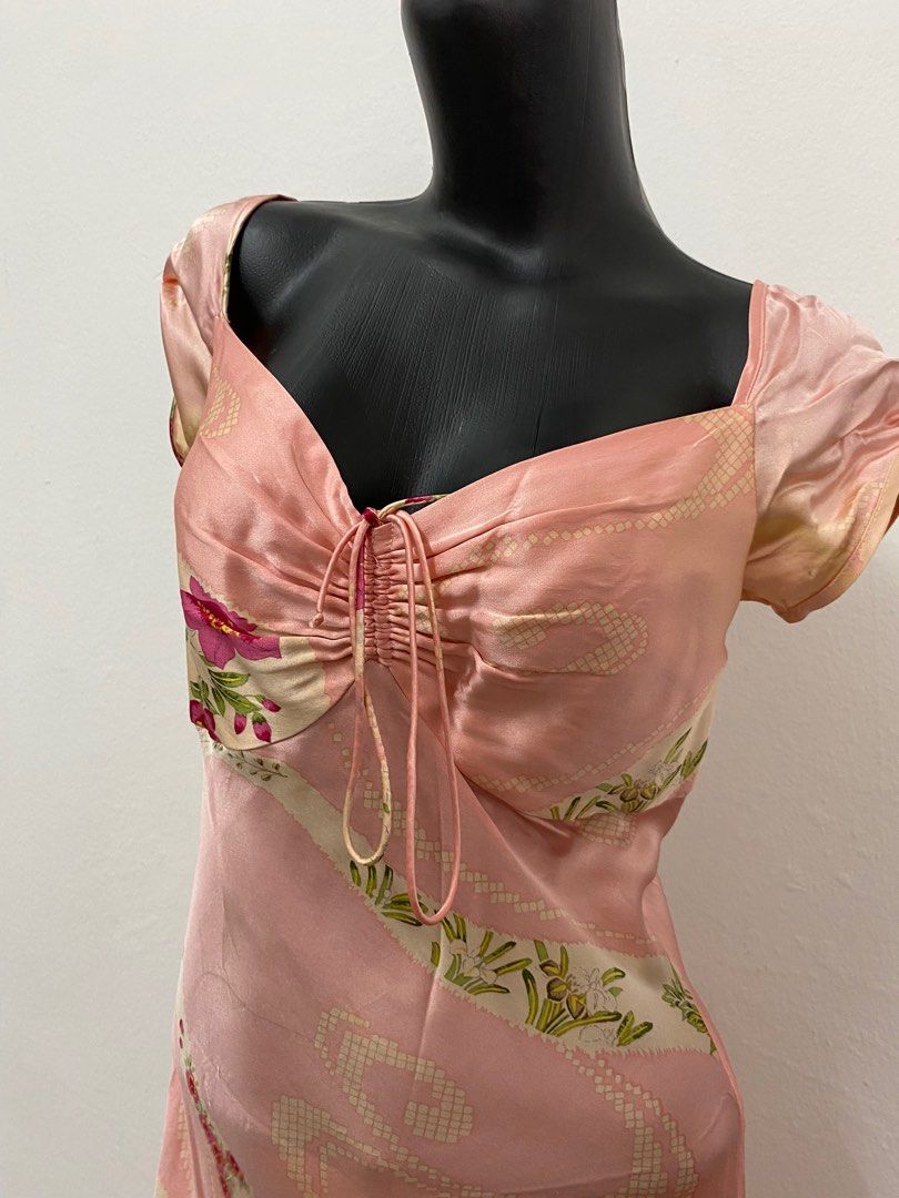 Tracy Reese Salmon Floral 100 Silk Dress Women s Fashion