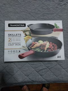 Tramontina Skillete with Silicone Grips 2Pack Pre-Seasoned Cast Iron