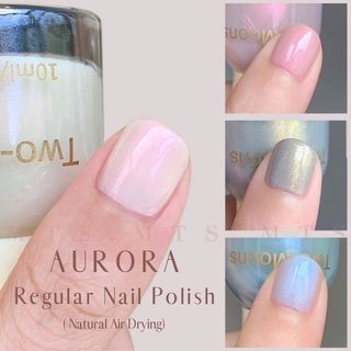 Two Moons quick drying Aurora Nail polish solid plus glitter colour