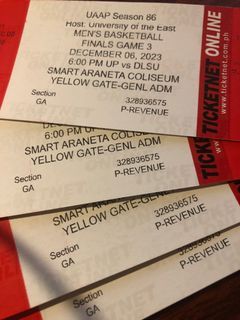 UAAP Finals Game 3: UP vs DLSU Dec. 6 2023 GenAd Tickets (Available 4 physical tickets)