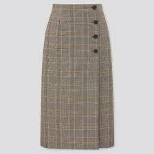 Uniqlo Side Button Check Wrap Skirt