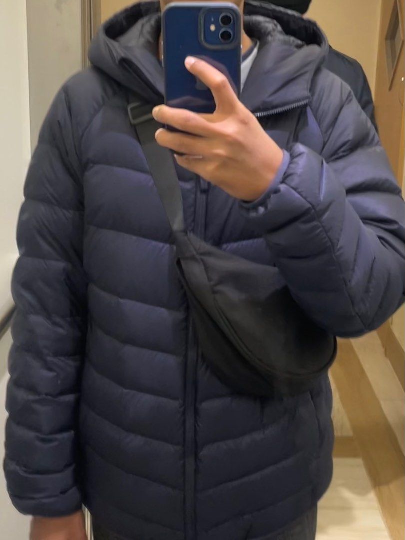 Men ultra light top down seamless hooded parka