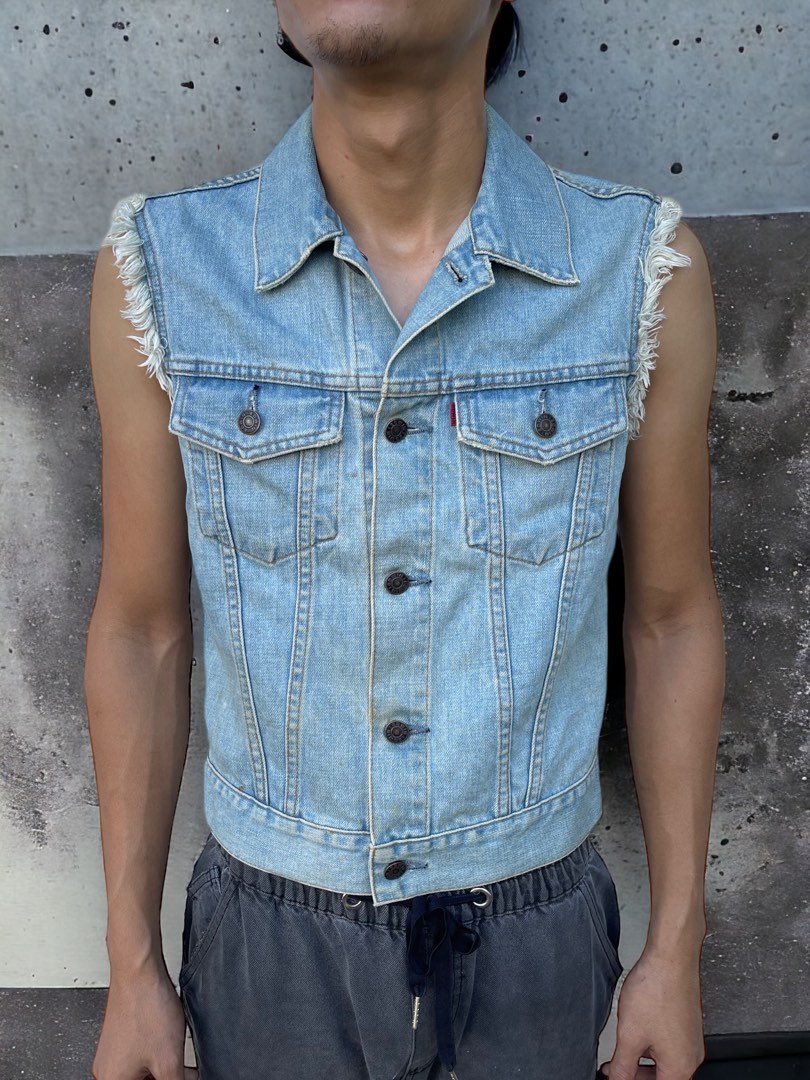 Vintage denim on sale vest mens