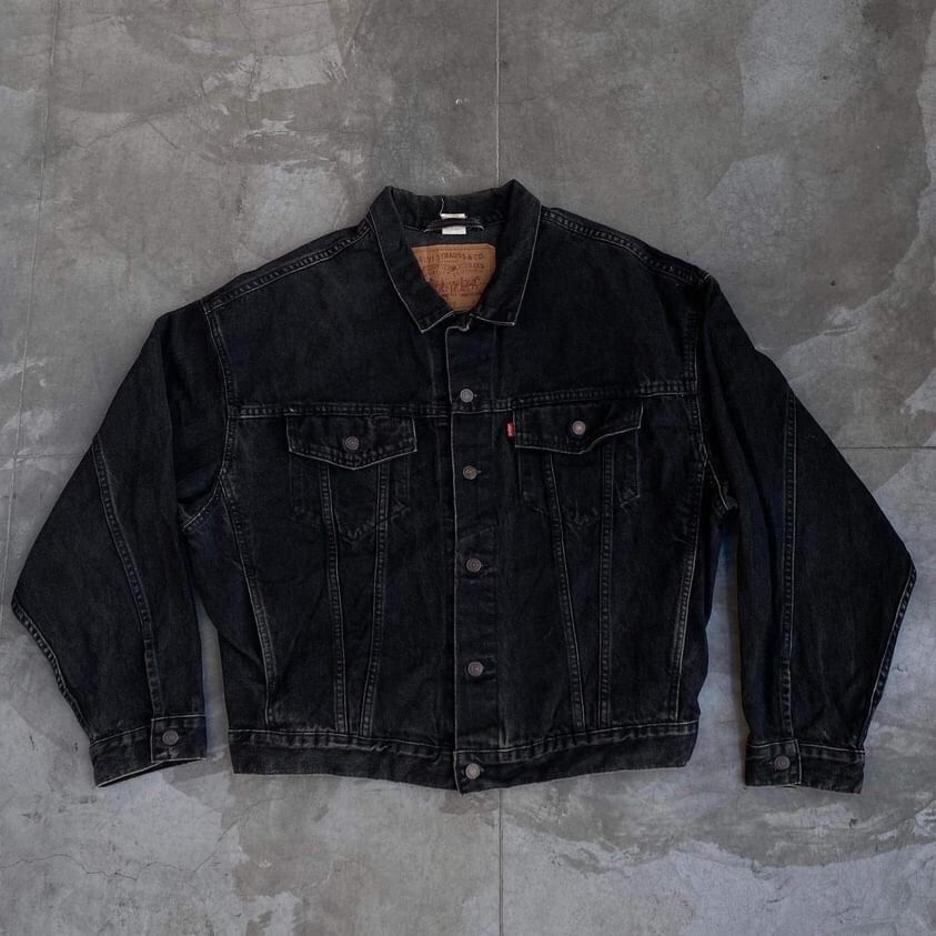 Vintage Levis Strauss Black Denim Trucker Jacket Usa Made (70598 4159)