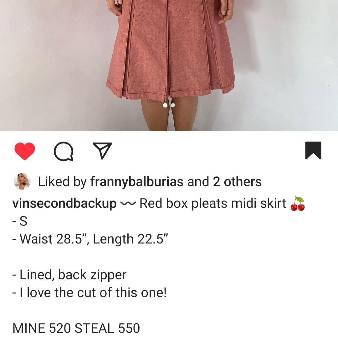 VINTHELINE Red Box Pleated Midi Skirt | THE VELOUR THEVELOUR VIN THE ...