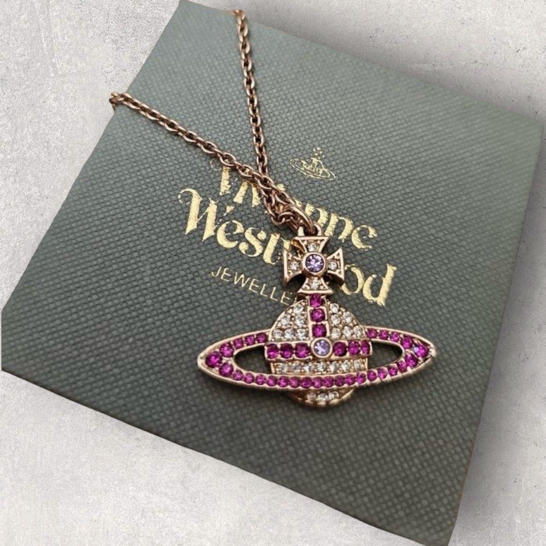 Vivienne Westwood Rose Gold Fuchsia Kika necklace